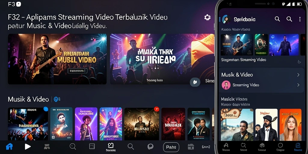 Antarmuka menarik aplikasi F32 untuk streaming video.