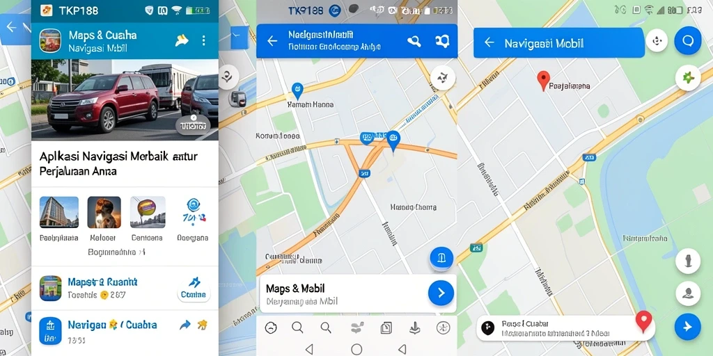 Tampilan antarmuka aplikasi Navigasi Mobil TKP188 dengan fitur peta interaktif.