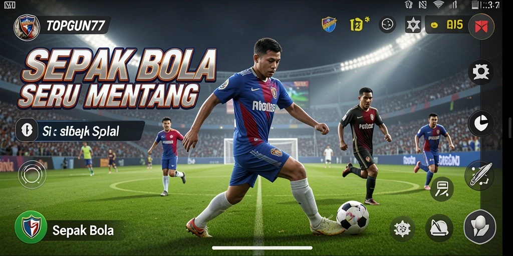 Antarmuka menarik TOPGUN77 dengan berbagai fitur Sepak Bola.